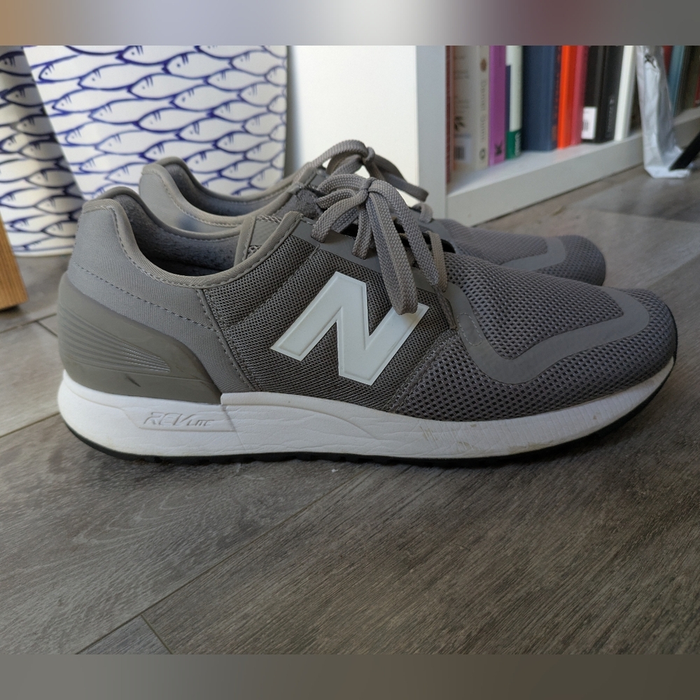 New Balance Men's Charcoal and White Running Sneakers - Size 11